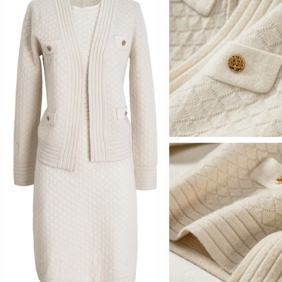 Knit Jacquard Jacket Dress | Office Sweater Dress - Picture 6 of 9